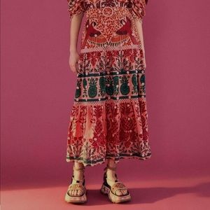 Ainika print macaws maxi FARM Rio skirt, with tags!